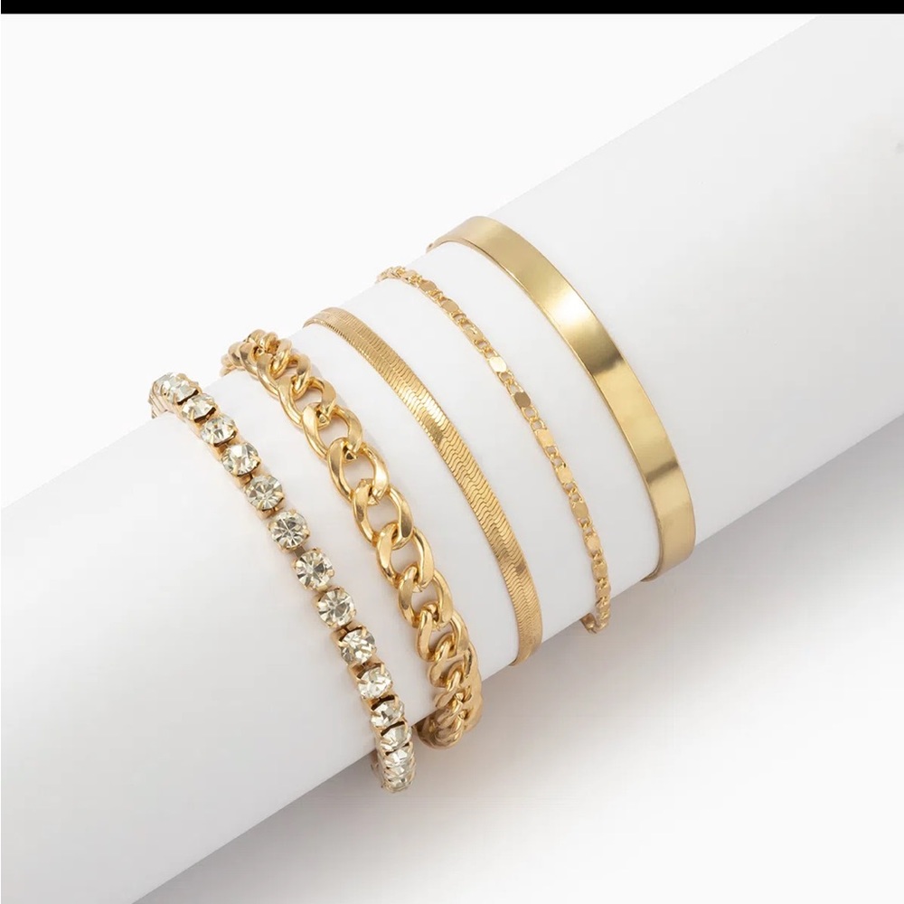 5 NEW CHAIN / CRYSTAL BRACELET SET - Picture 15 of 16